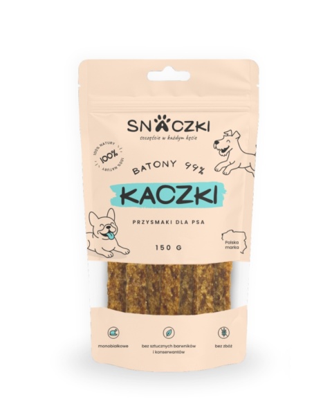 Naturalny przysmak dla psa – baton z kaczki 99%, opakowanie 150 g