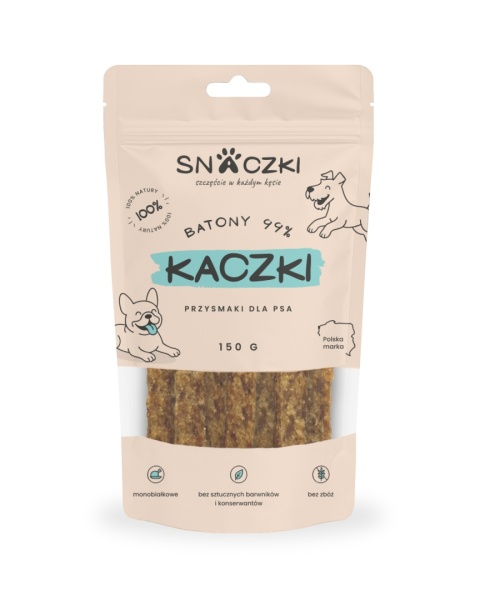 Naturalny przysmak dla psa – baton z kaczki 99%, opakowanie 150 g