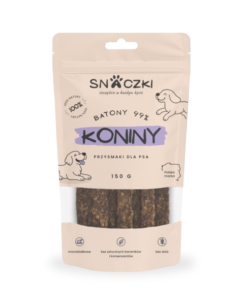 Naturalny przysmak dla psa – baton z koniny 99%, opakowanie 150 g
