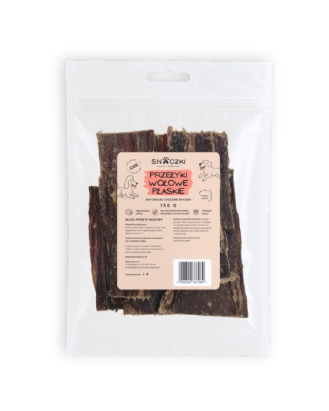Naturalny gryzak dla psa – suszone przełyki wołowe płaskie 150g