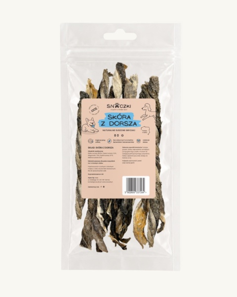 Naturalny gryzak dla psa – suszona skóra z dorsza 80g