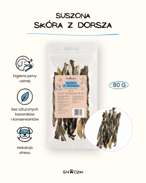 Naturalny gryzak dla psa – suszona skóra z dorsza