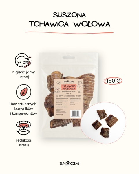 Naturalny gryzak dla psa – suszona tchawica wołowa 150g
