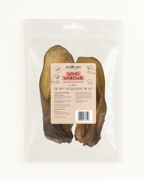 Naturalny gryzak dla psa – suszone ucho wołowe 2 sztuki