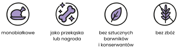 Monobiałkowe jako przekąska lub nagroda bez sztucznych barwników i konserwantów bez zbóż